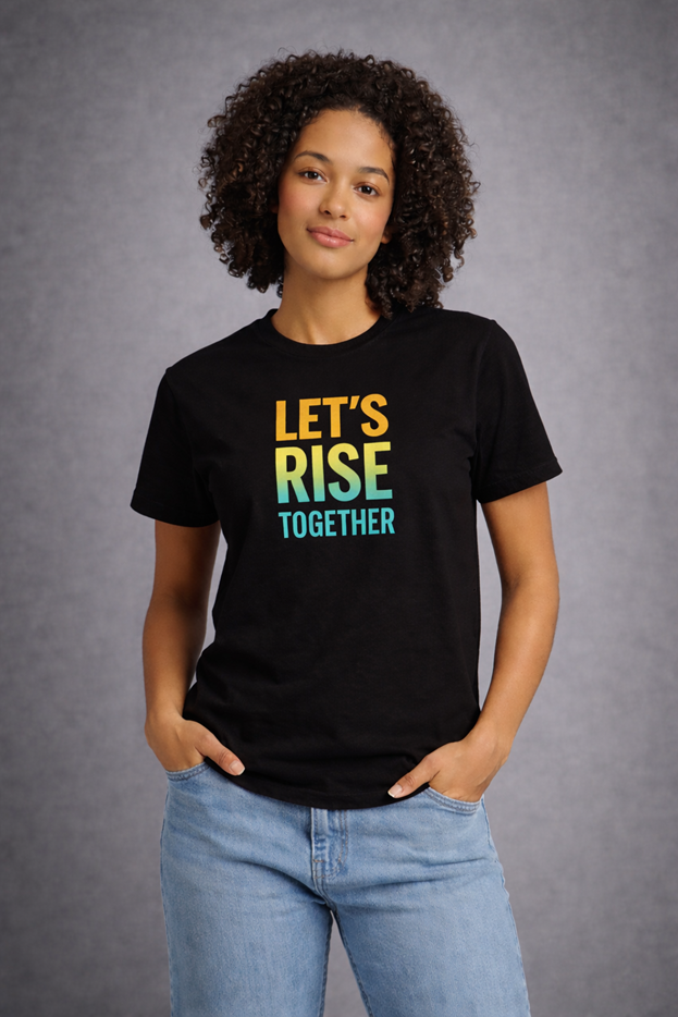 RISYN™ Signature Unisex Black Tee: Let's Rise Together Collection.