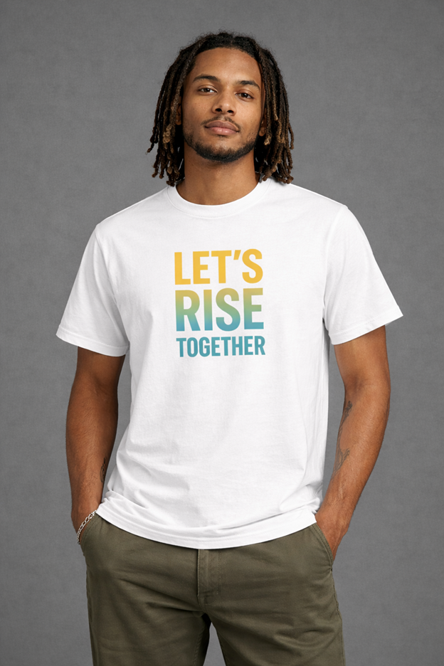 RISYN™ Signature Unisex White Tee: Let's Rise Together Collection